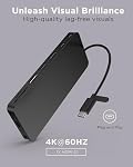 Lenovo USB-C Dock de voyage mince, 8 Ports, jusqu'à 65W PD Passer à travers, intégré USB-C Câble, 4K Support d'affichage, noir