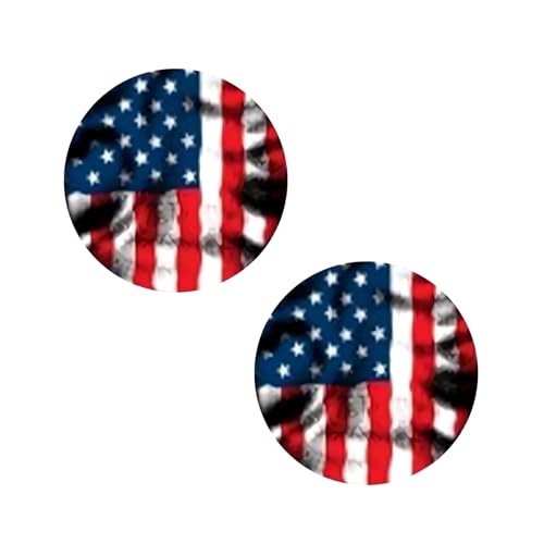 Image of 2 PCS Beast Eyes Decals, 3D Stereo Eyes Light Stickers, Round Eyes Light Decal, Wrangler Accessories Eyes Modification, Cool Car Body Decoration Stickers, Compatible with Wrangler (Flag)
