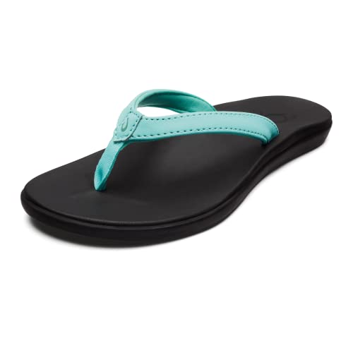 Olukai Ho'opio Girls' Beach Sandals, Quick-Dry Flip-Flop, Water Resistant & Cute Design, All-Day Comfort Fit, Lagoon/Black, 6 #TOP29