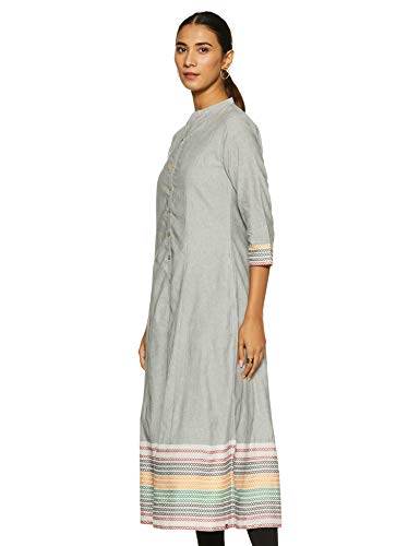 Image of BIBA Women Cotton Front Open Fusion Dress