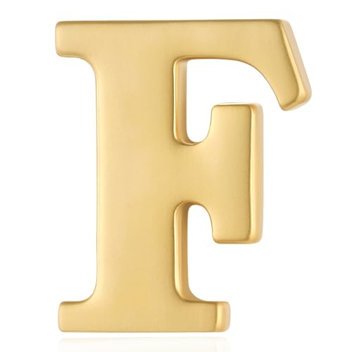 Image of HONEY BEAR Mens Womens Initial Alphabet Letter Lapel Pins Collar Badge Brooches for Business Wedding Graduation Gift Matte Gold 0.59 inches