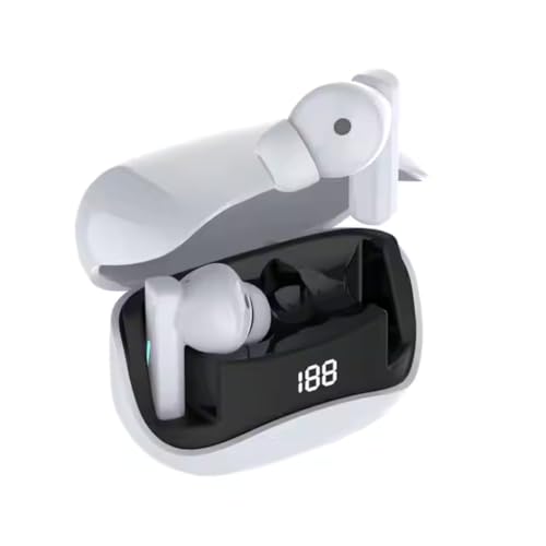 wireless earbuds Bluetooth Headphones 5.3 Stereo, 50 Hours of Playback with LED Display in-Ear Ear Buds with 4 Microphones IPX7 Waterproof Earphones compatible with Iphone, Android PC etc (White)