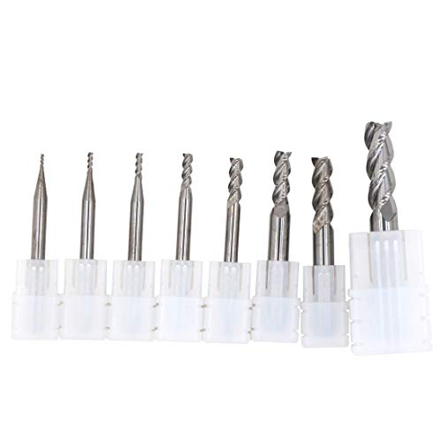 Image of 1 1.5 2 3 4 5 6 8mm 8pcs 3Flutes Solid Carbide Square Nose End Mill CNC Router Bits Metal Cutting Flat Cutter Slotting Profiling for Aluminum Copper Brass Bronze