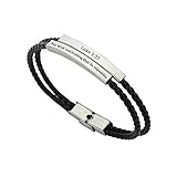 LiFashion Luke 1 37 Bible Verse Wristband Handmade Leather Bracelet Scripture Quote Faith Verse Bracelets Stainless Steel 2 Layers Inspirational Religious Reminder Jewelry Gift for Him Her