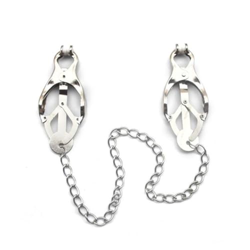 Nipple Clamps with Chain, Stainless Steel Adjustable Nipple Clamp,Non-Piercing Nipple Rings Decorative Clip,Women Men Couple Toys Accessorieser (Chain Clamps)