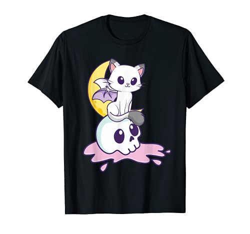 Pastel Goth Cat Skull Halloween Vaporwave Brujería Anime Camiseta