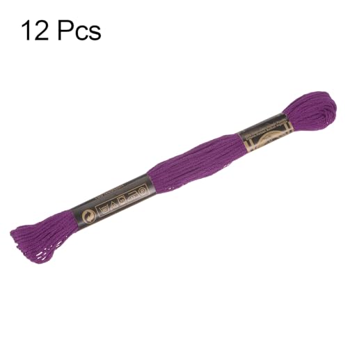 Image of HARFINGTON 12 Skeins Embroidery Floss 8.75yds(8m) Egyptian Long-Staple Cotton Cross Stitch Thread for Sewing DIY Bracelet Yarn String and Crafts, Purple Red(6035)