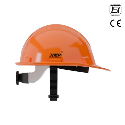 Image of HMP Industrial Construction Safety Helmet for Unisex | SIX Suspension with Ratchet Adjustment | ISI & EN Certified | Orange