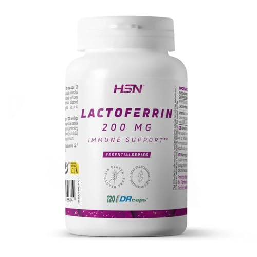 HSN Lactoferrina 200mg | 120 Cápsulas DRcaps® Gastrorresistentes de Liberación Retardada | Apoyo al sistema inmunitario (La vitamina D contribuye al funcionamiento normal del sistema inmunitario)