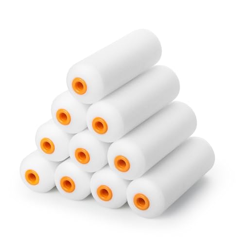VOOMEY Lot de 10 mini rouleaux de peinture en mousse de 10,2 cm avec extrémités recouvertes de mousse, petits rouleaux de peinture de 10,2 cm pour peindre...