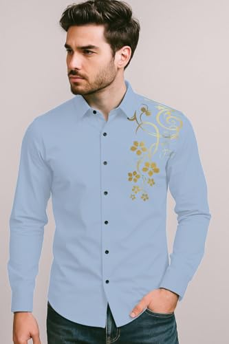 Image of Men's Solid Cotton Regular Fit Full Sleeve Collared Neck Casual Shirt for Men Stylish Latest, Formal