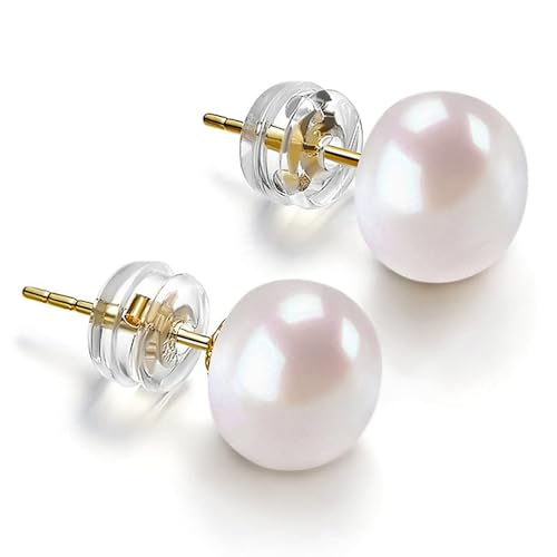 Chic Women Flat Round Shaped Imitation Pearl Stud Earrings Simple Elegant Statement Jewelry
