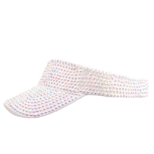 Image of Gudessly Shiny Rhinestones Sport Sun Visor Adjustable Summer Cap Visor Caps for Women Men