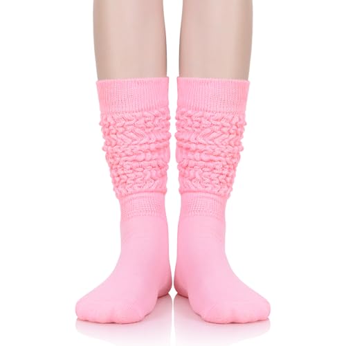 Image of Zando Slouch Socks for Women - 80s 90s Knee High Scrunch Socks Soft Long Stacked Boot Sock Warm Winter Sock Daily Wear