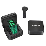 H'MASTON Fone de Ouvido Bluetooth Fone Sem Fio 5.3 Tws Intra-auricular com Microfone e Luz Led Display IPX5 Esportivos Rs-32 (PRETO)