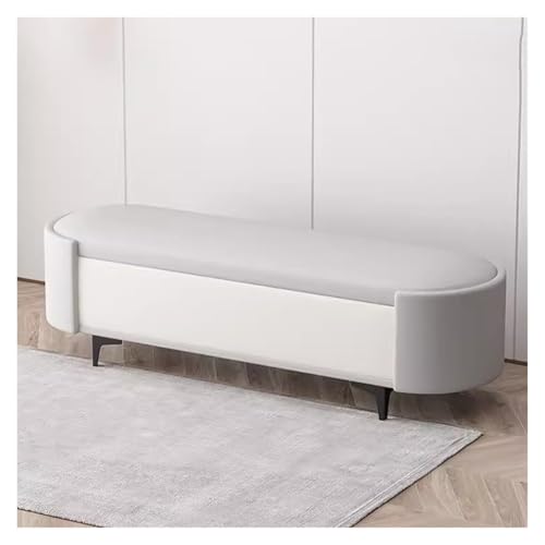 Banc bout de lit en cuir gris haut de gamme avec coffre rembourré 80cm