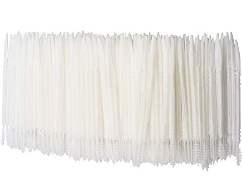 LBY 600pcs Plastic Toothpicks, Interdental Toothpicks With Radian Knife and Brush Shape, Toothpick Teeth Cleaning Tool, Plastic White