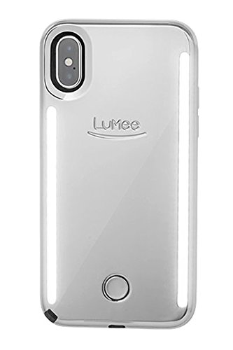 LuMee Duo Phone Case, Silver Mirror | Front & Back LED Lighting, Variable Dimmer | Shock Absorption, Bumper Case, Selfie Phone Case | iPhone Xs Max Only
