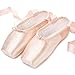 Imagen de Bezioner Zapatos de Punta Satén Zapatillas de Ballet con Puntera de Gel de Silicona y Cintas para Mujeres y Niñas 39 EU