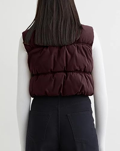 Image of SySea Women's Crop Puffer Vest Winter Zip Up Lightweight Sleeveless Warm Outerwear Padded Coat