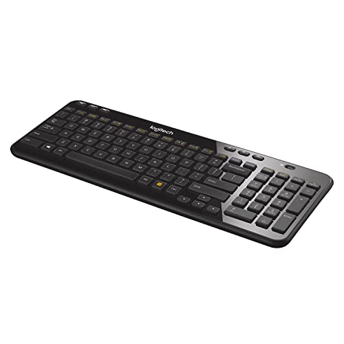 Logitech K360 Compact Wireless Keyboard for Windows, 2.4GHz Wireless, USB Unifying Receiver, 12 F-Keys, 3-Year Battery Life, Compatible with PC, Laptop – Glossy Black