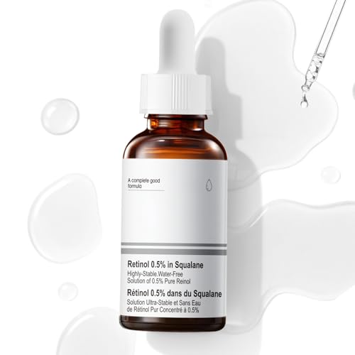 Retinol 0.5%, Retinol Serum Visage, Serum retinol, serum Anti Age, Atténue les Ridules et Raffermit la Peau, Convient À Tous les Types de Peau, 30ml