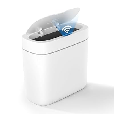MOPALL Automatic Motion Sensor Bathroom Trash Can with Lid, 3.5 Gallon Touchless Garbage Can,Waterproof Smart Trash Can Small Waste Basket for Kitchen Bedroom Office Bathroom Living Room RV