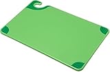 San Jamar Saf-T-Grip Plastic Cutting Board with Safety Hook, 12' x 18' x 0.5', Green