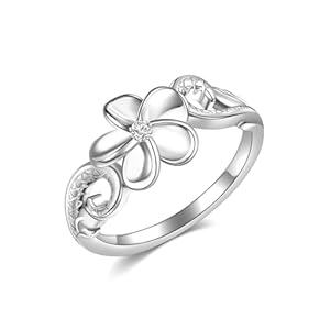 Hibiscus Ring Sterling Silver Plumeria Flower Ring Hawaiian Hibiscus Jewelry Gift for Women