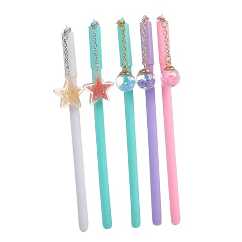 Set de 5 bolígrafos kawaii de plástico con tinta marrón