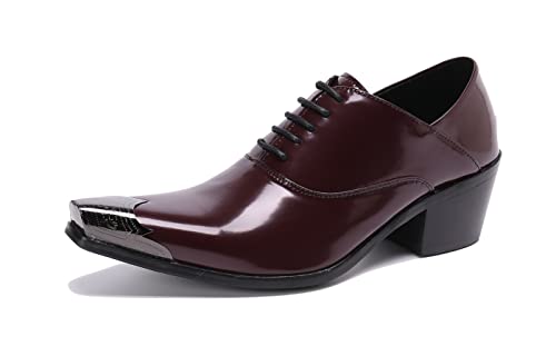 Santimon Men's Metal Plain Toe Genuine Leather Lace-Up Comfort Fashion Dress Formal Oxfords Shoes