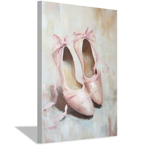 Impression sur toile de maître, danseuse et chaussons de ballet roses