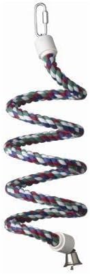 Birdzilla 1/2 inch diameter by 52 Inches long Bungee Multi-colored Cotton Rope Safe Stainless Steel Quick Link Best Fun Bird Toy