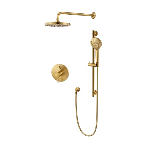 Luxier SS-D02-TG Single-Handle 3-Spray 24 in. Wall Bar Shower Faucet Kit with Hand Shower in Brushed...