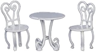 Melody Jane Dolls Houses Dollhouse White Bistro Table & Chair Set 1:24 Half Inch Garden Patio Furniture