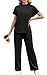 XIEERDUO Lounge Sets for Women Fashion Summer 2026 2 Piece Outfits Spring Short Sleeve Loungewear Airport Tracksuits Travel Track Suits Vacation Clothes Wide Leg Pants Matching Clothing Black M
