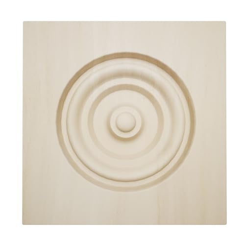3 3/4"W x 3 3/4"H x 7/8"P Americraft Solid Hardwood Stain Grade Bullseye Rosette with Squared Edge, Poplar