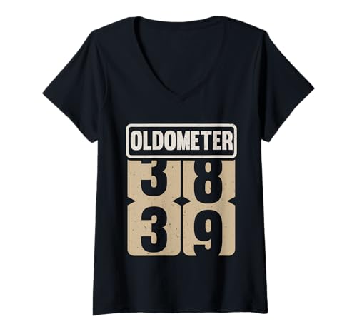 Mujer Vintage Legend 39 Years Old Oldometer 38-39 Men Women Bday Camiseta Cuello V