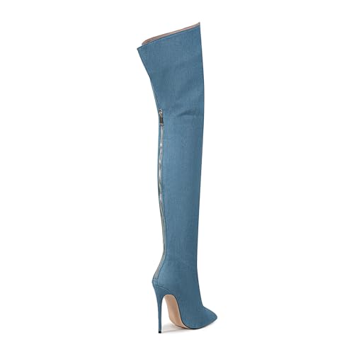 Image of Thigh high boots for women striped Back zipper Burgundy Zebra Print Over the knee Sexy gold white pointed toe Cow Print leopard Magenta stiletto heel
