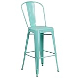 Flash Furniture High Mint Green Metal Indoor-Outdoor Barstool with Back