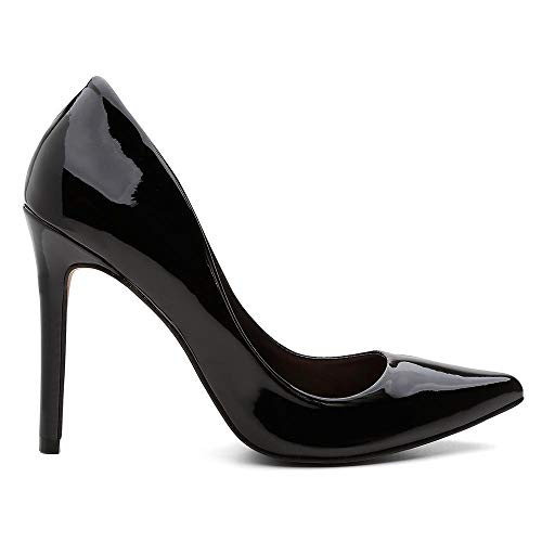 Scarpin Feminino Salto Alto Bico Fino Casual Conforto Verniz Preto 37
