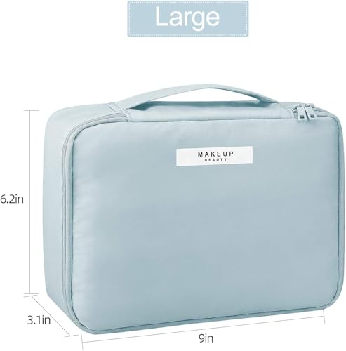 Image of AEWIN Large Waterproof Travel Makeup Bag for Women | 2-in-1 Cosmetic Organizer with Brush Slots & Detachable Pouch | Portable Toiletry Bag with Handle | Durable Scratch-Resistant Fabric for Travel