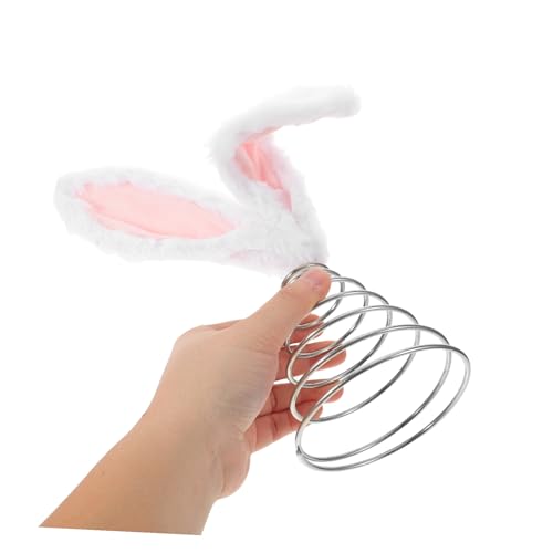 Adorno para árbol de Navidad con orejas de conejo de peluche y espiral metálica flexible 5