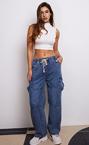 Women Baggy Jeans Y2K Boyfriend Jeans Fashion Straight Leg High Waisted Denim Cargo Pants2