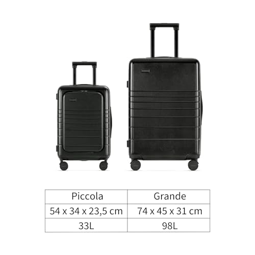 ETERNITIVE - Set di 2 Valigie - Piccola e Grande I Valigie da Viaggio in Policarbonato & ABS I Dimensioni: 54 & 74 cm I Set di Valigie con Lucchetto TSA I Ruote a 360° I Valigie Durevole I Nero - 2