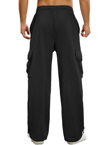 Auxo Mens Sweatpants Open Bottom Baggy Loose Fleece Cargo Sweat Pants Casual Heavyweight Sweatpants with Pockets4