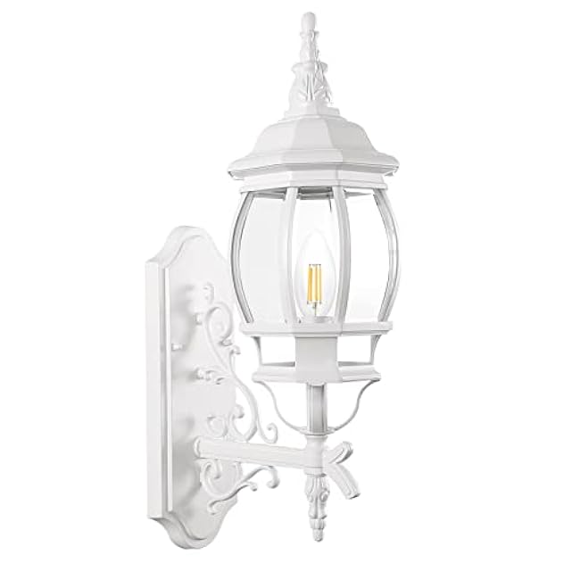 Krychiler White Outdoor Wall Lantern, Wall Sconce Outside Light Fixtures for Porch Exterior Wall Lantern Waterproof Sconce Lights Wall Lights for Living Room