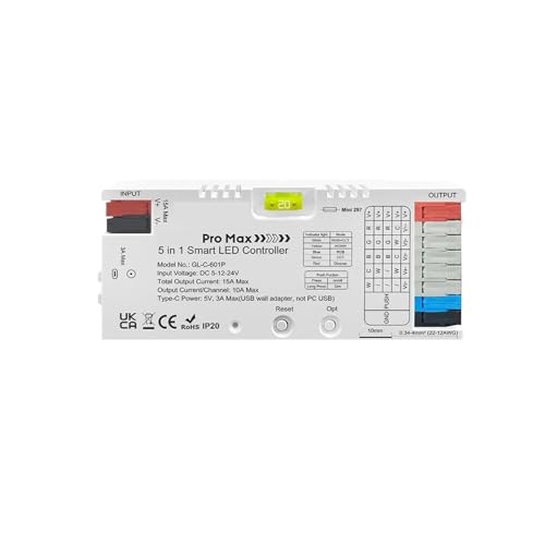 Variateur LED vocal RGBCCT commande connectée de ruban avec fusible 20A GL-C-601P