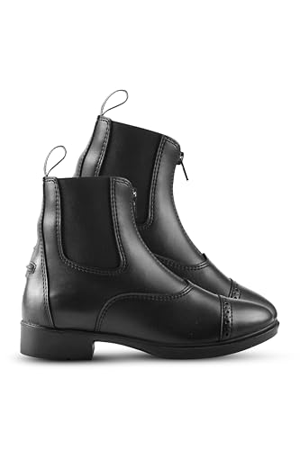 HORZE Wexford Women's Synthetic Leather Zip Paddock Boots | Durable Equestrian Riding Boots for Women - Black - 9