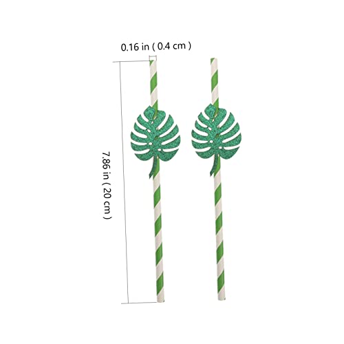 10 pitillos de papel PartyKindom verde con diseño Monstera miniatura 2